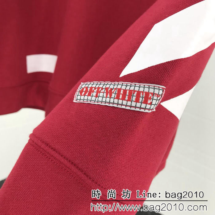 OFFwhite18ss 酒紅色箭頭基礎款 套頭衛衣 情侶款 ydi1108